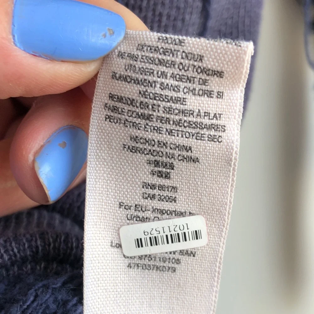 Free People Navy & Cream Patterned Sweater